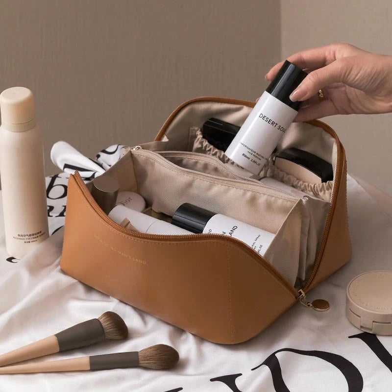 Stylish PU Leather Cosmetic Bag-Waterproof & Portable